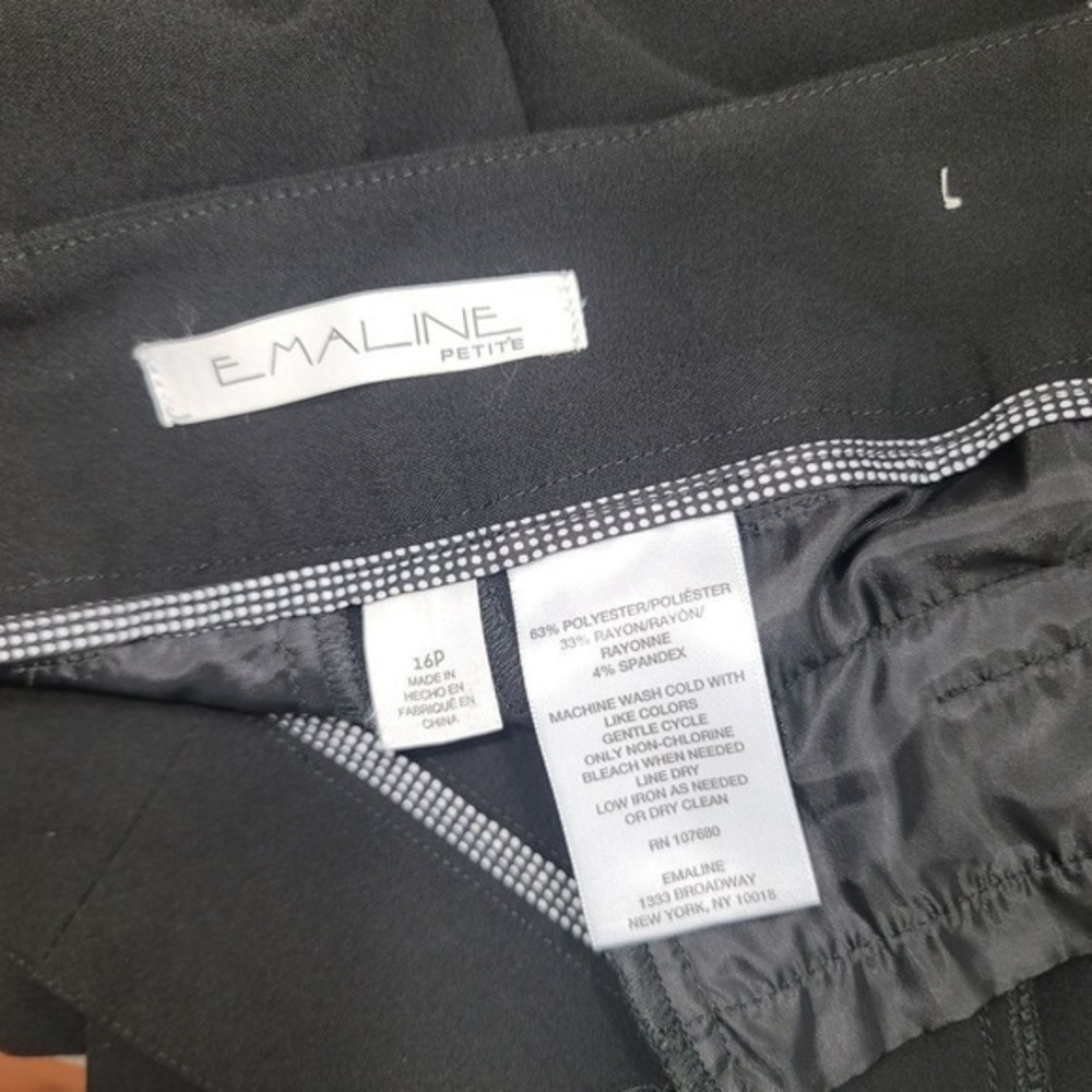 Emaline Women 16P Blk Slim Fit Dress Pants Preppy Classic Work Minimalist Office - Picture 8 of 10